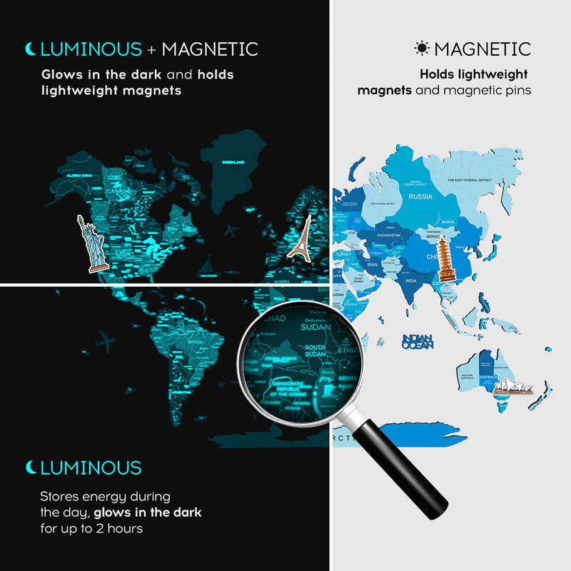large magnetic world map