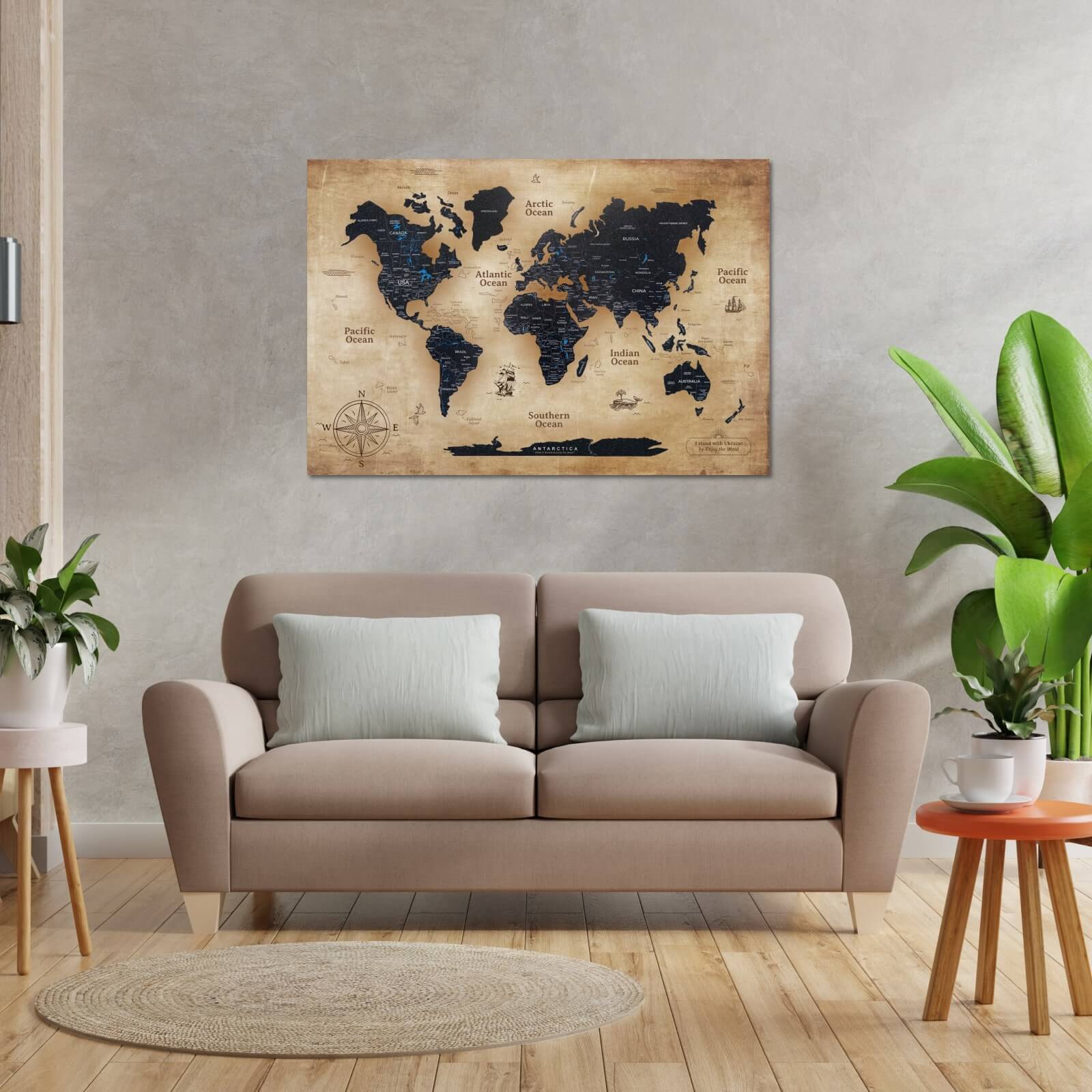 large cork world map