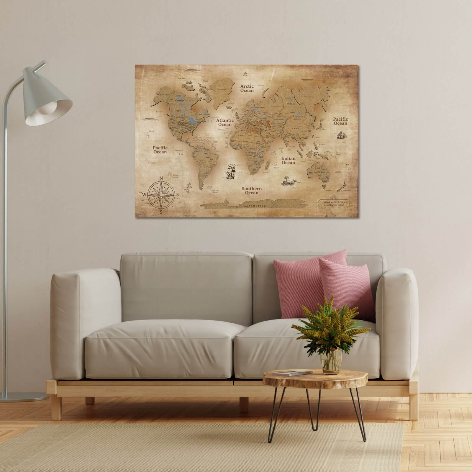 large cork world map