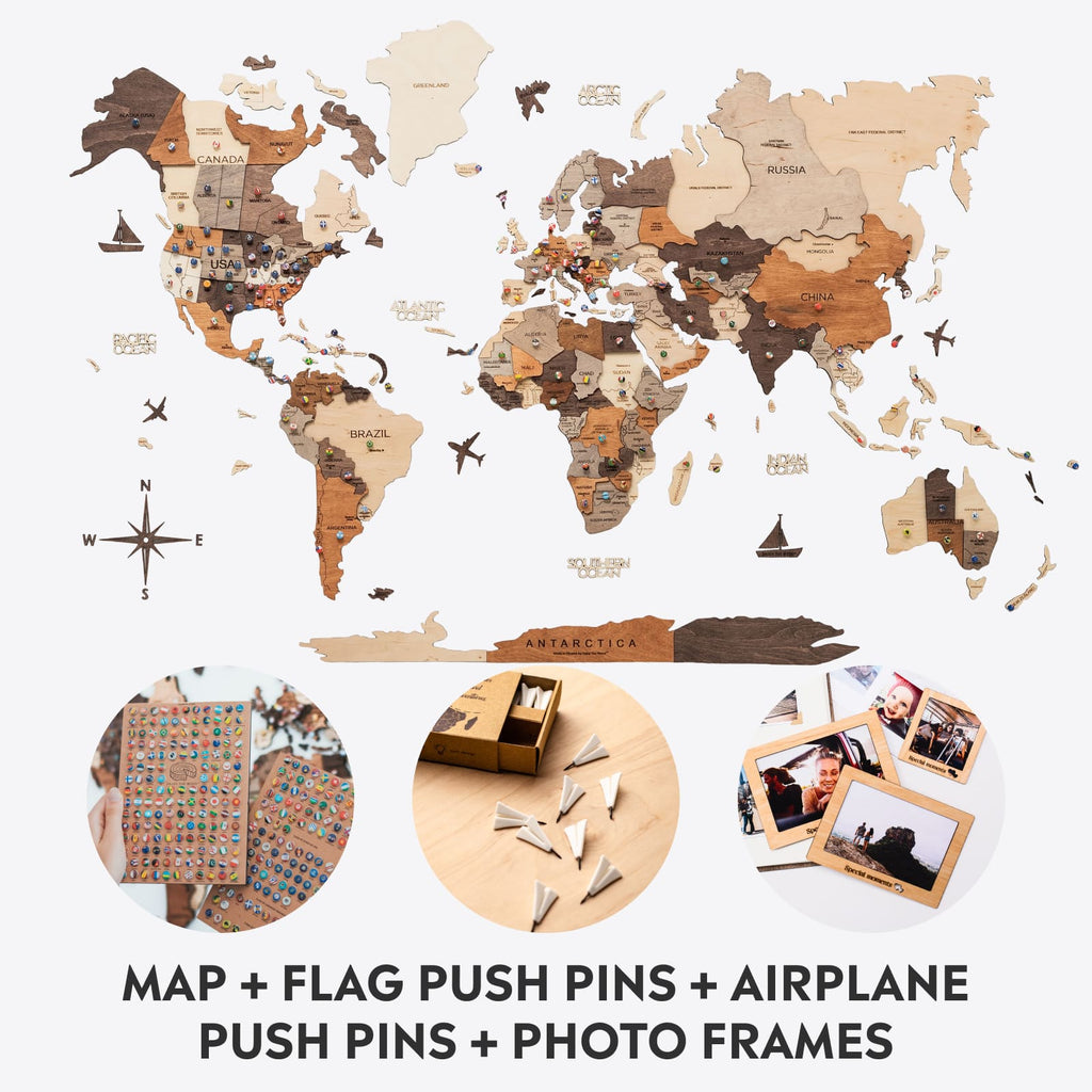 Bundle Map Photo Frames Flags Airplanes Pins