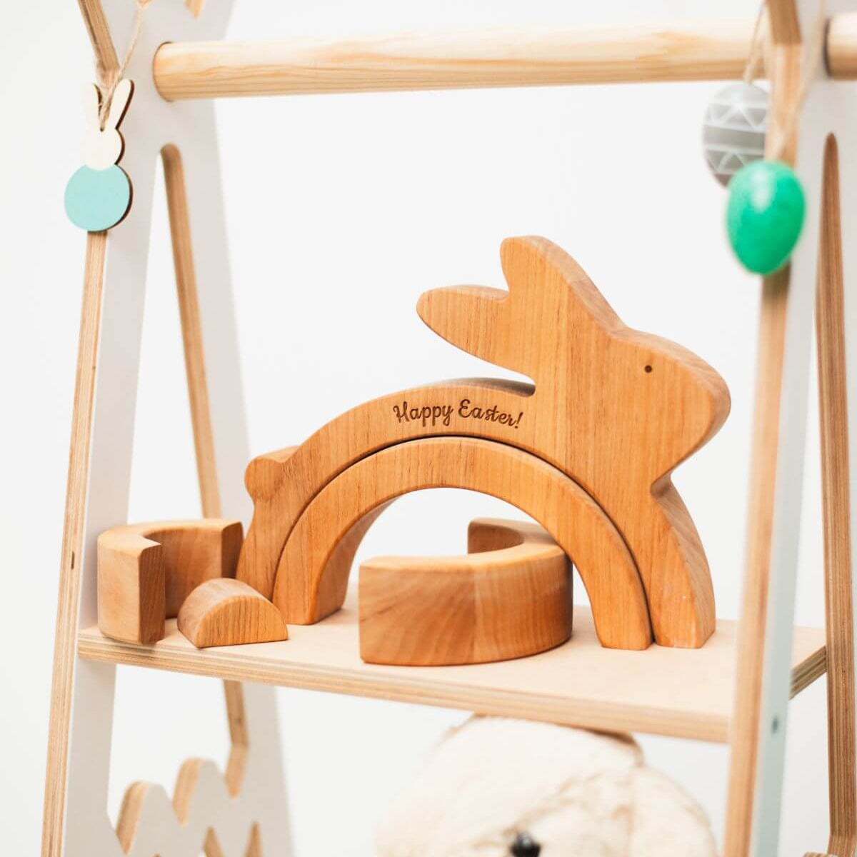 wooden bunny stacker