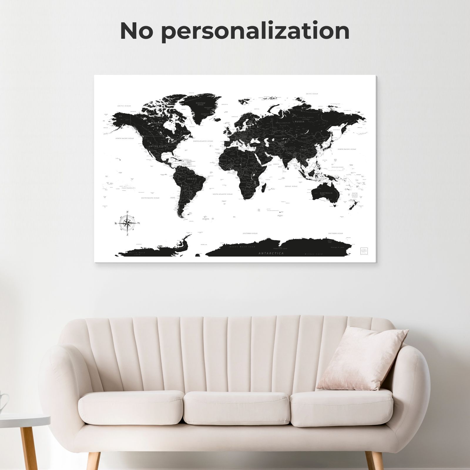 World Map on Canvas - Onyx • Enjoy The Wood