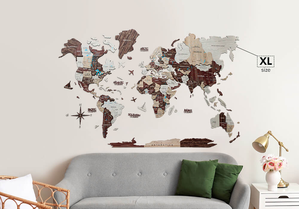 3D Wooden World Map Cappuccino from Enjoy The Wood ‣ Good Price 
