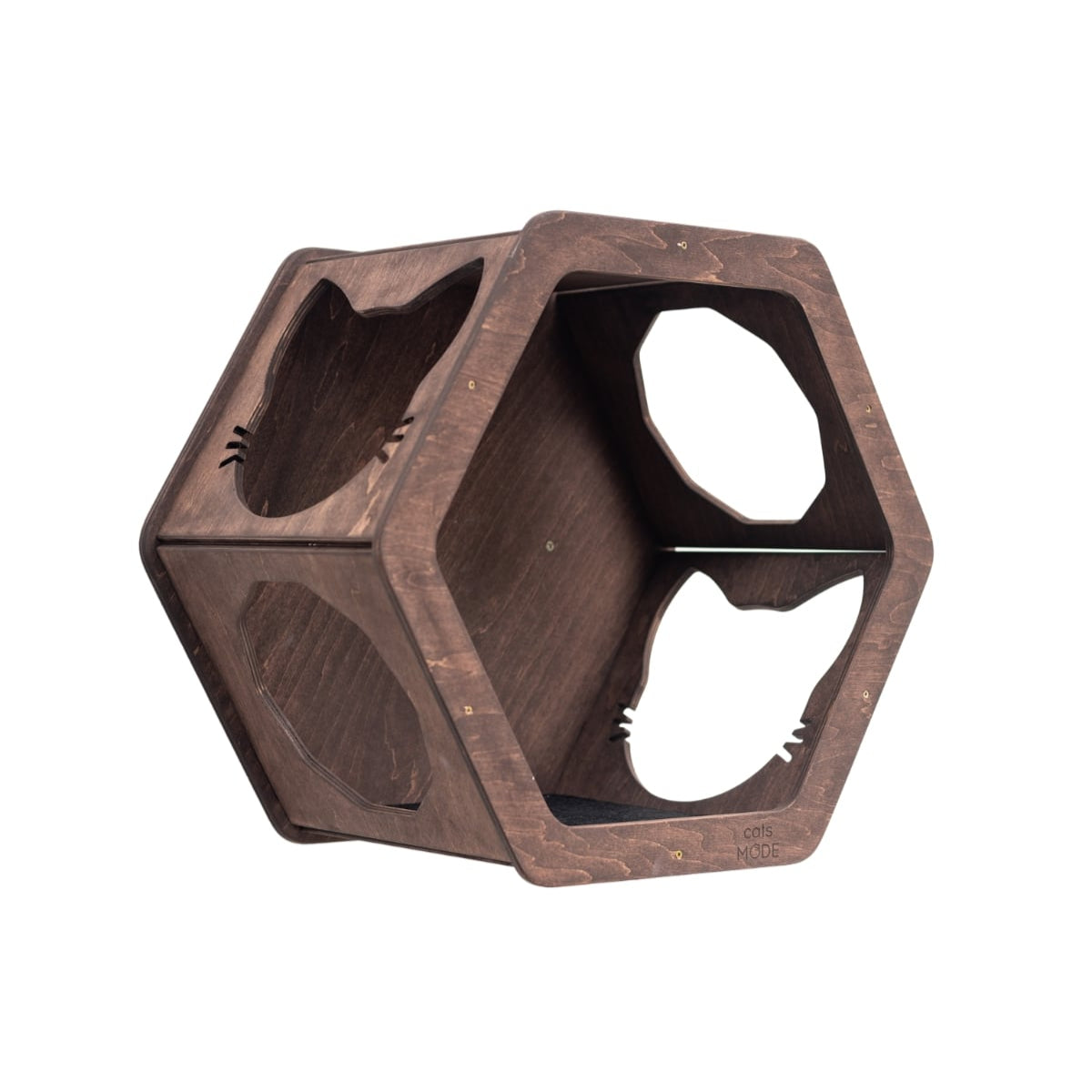 honeycomb cat shelves in dark color