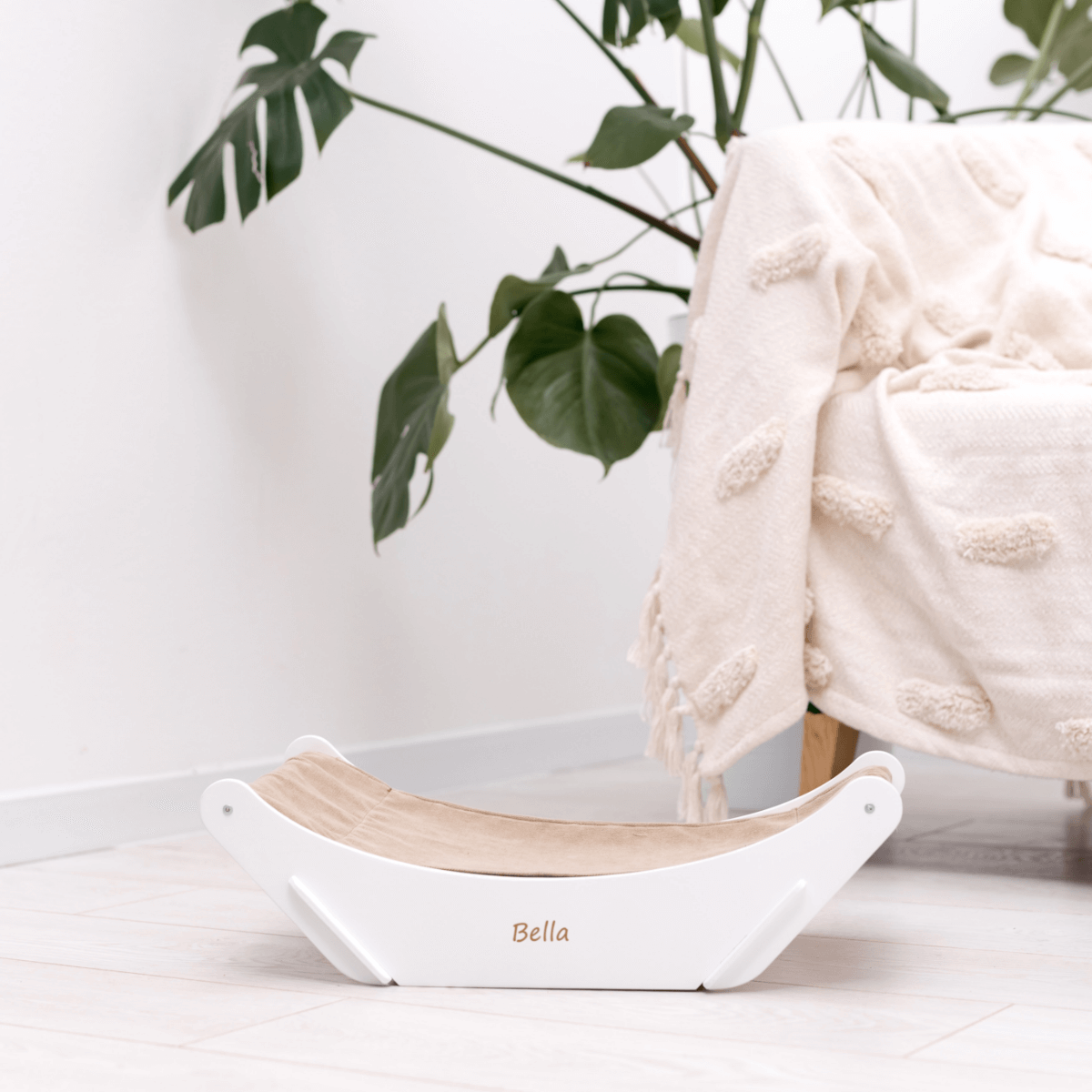 cat floor hammock in white color