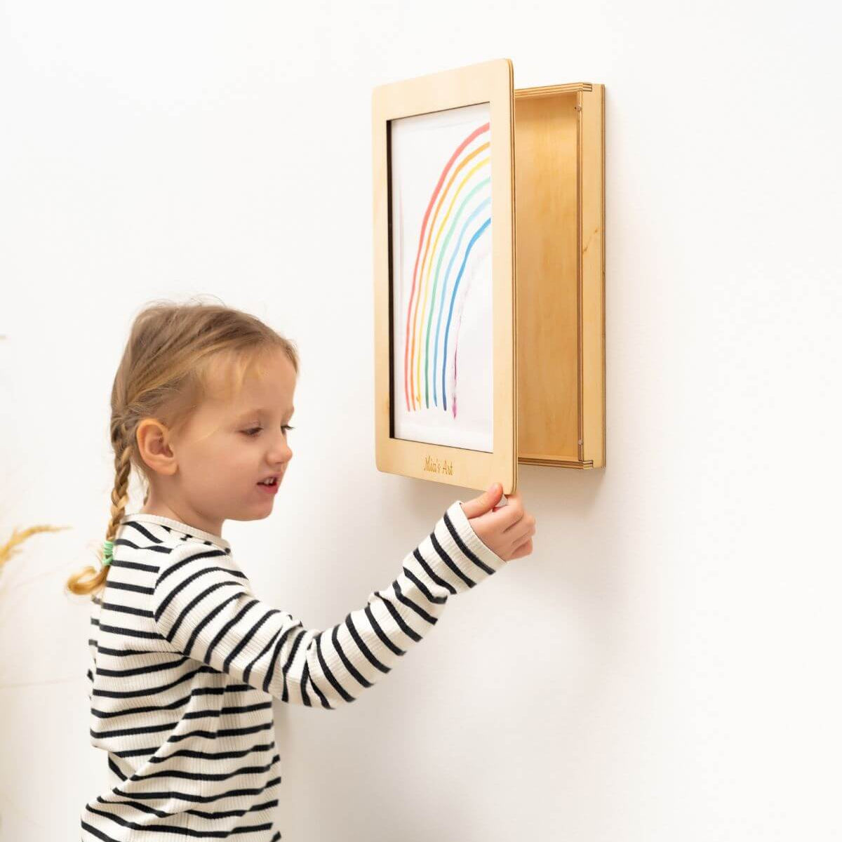 kids artwork display frame made from wood