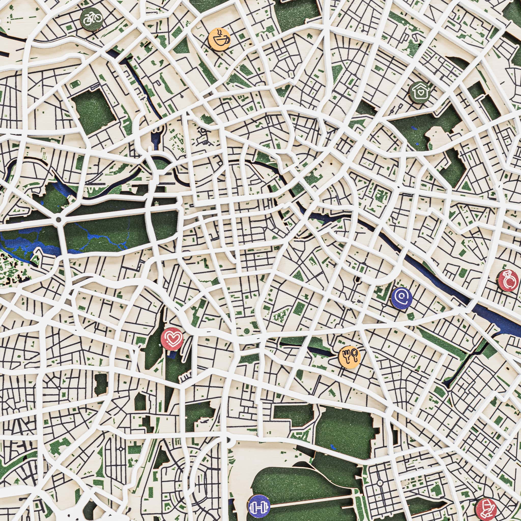 Collage of various city maps with street layouts and landmarks.
