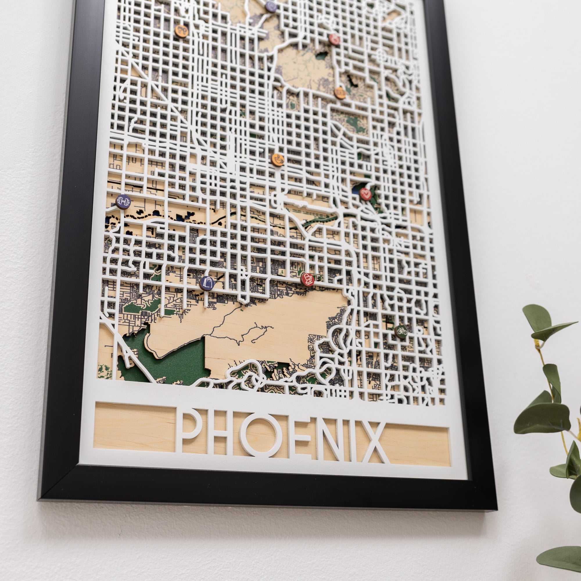 Wooden City Maps, Laser Cut Decor Wood City Map