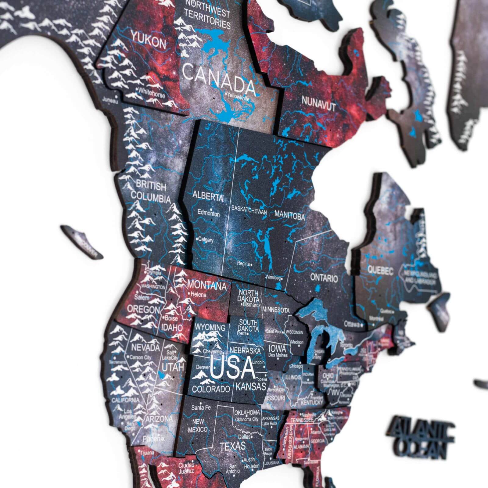 3D Wooden Map of the US  US Wall Map – Wooden World Map