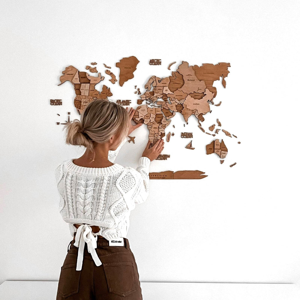 3D Wooden World Map Oak (for US only) en Enjoy the Wood
