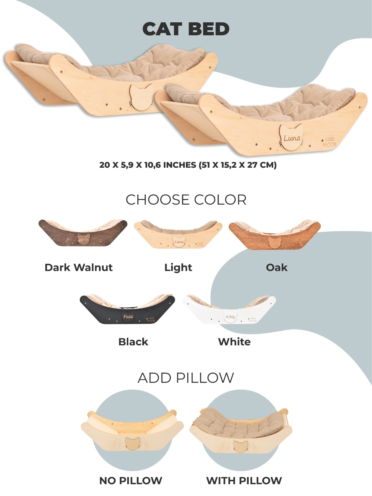 colors of curved wall mounted cat bed