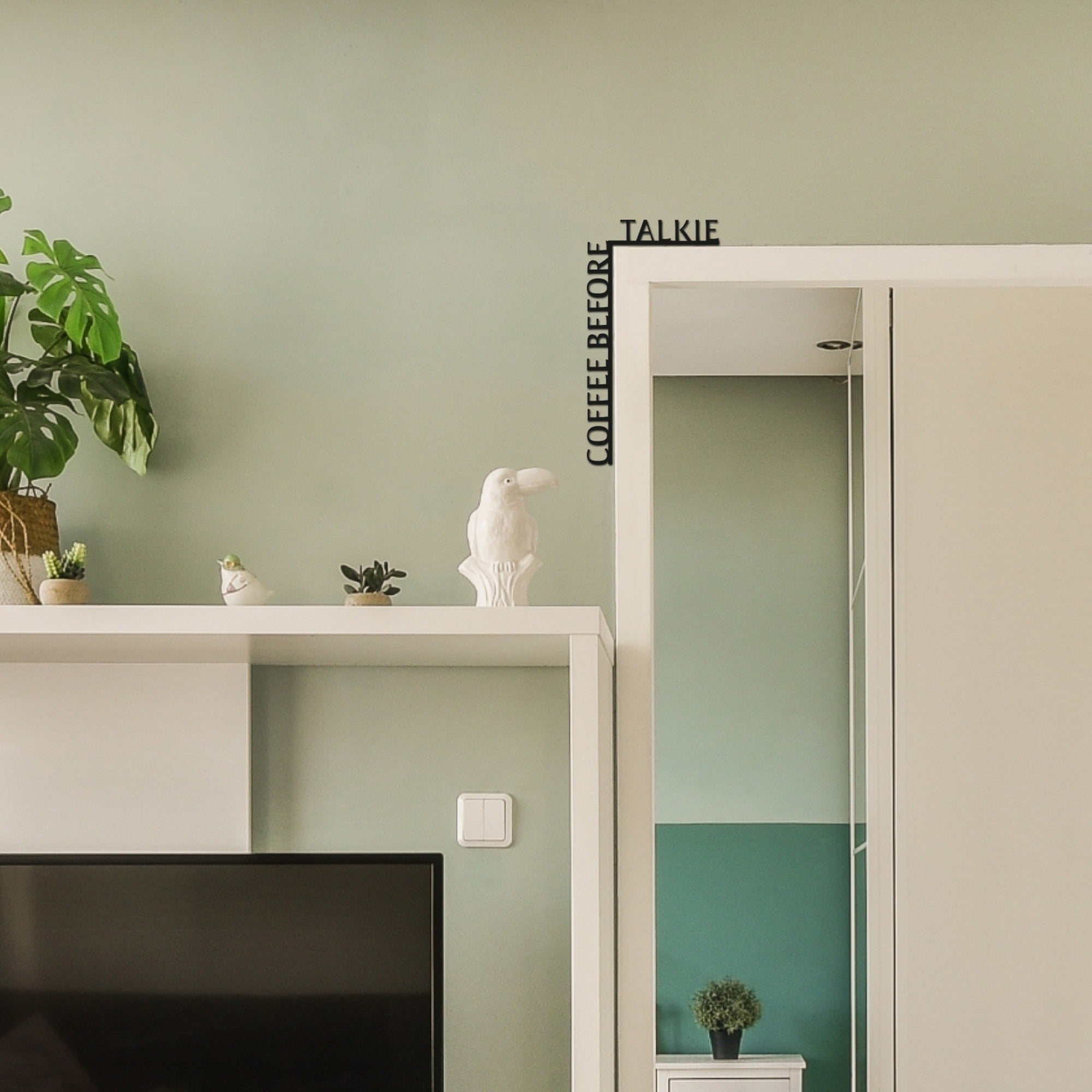 Wooden Corner Quote – Coffee Before Talkie