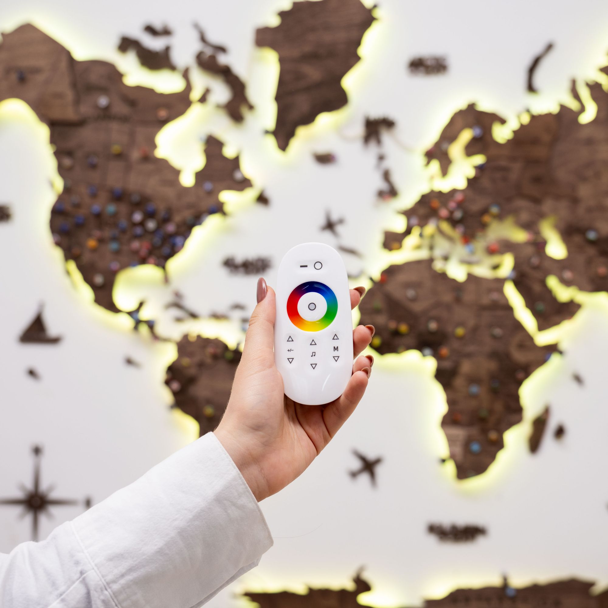 3D LED Wooden World Map 3.0 Dark Walnut