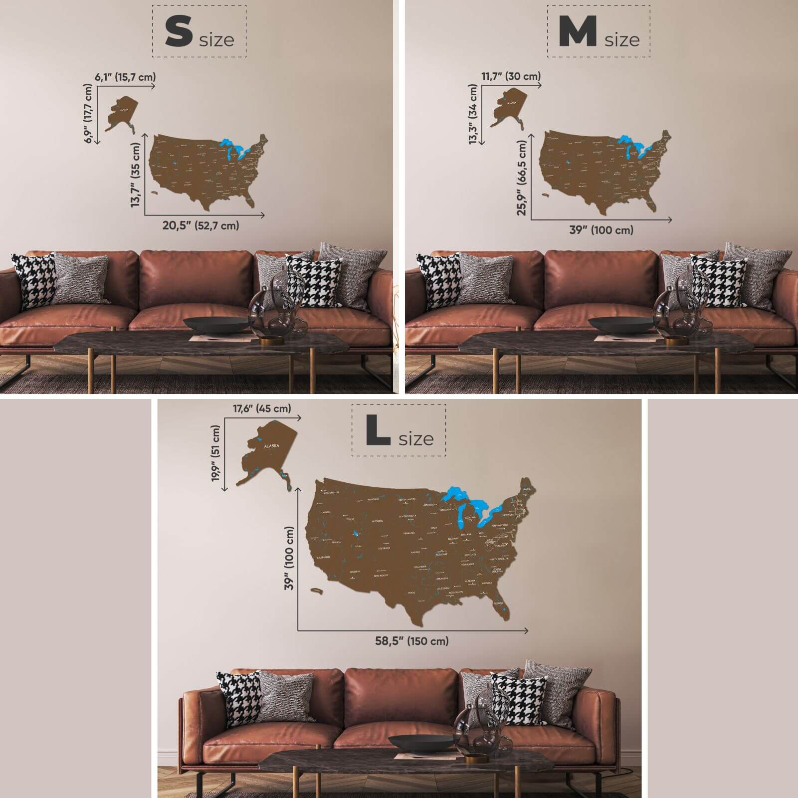 wooden map of united states