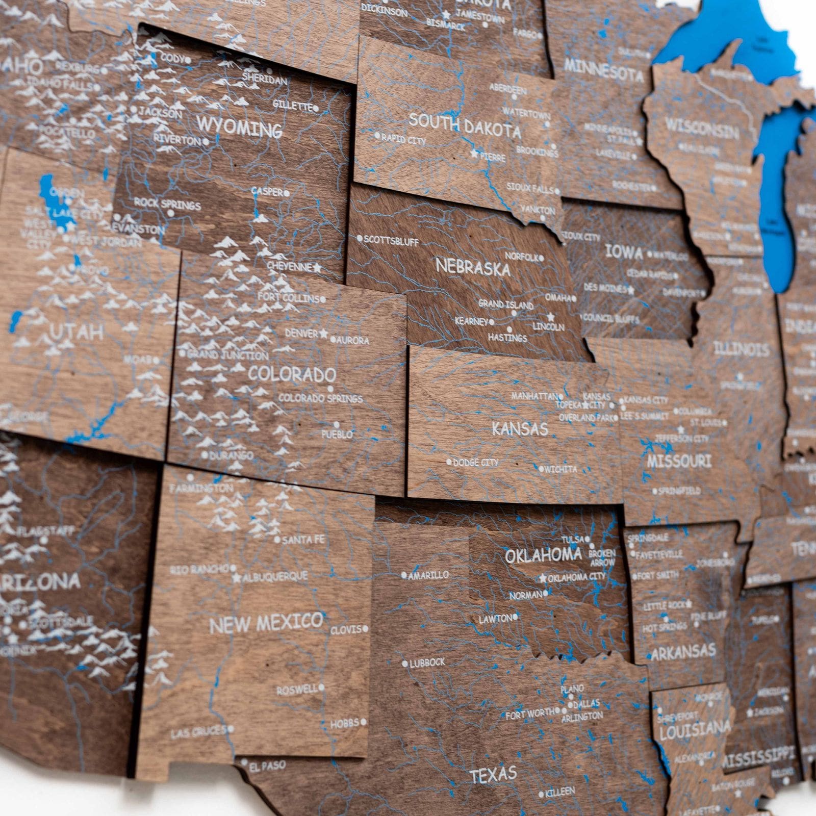 wooden map of united states