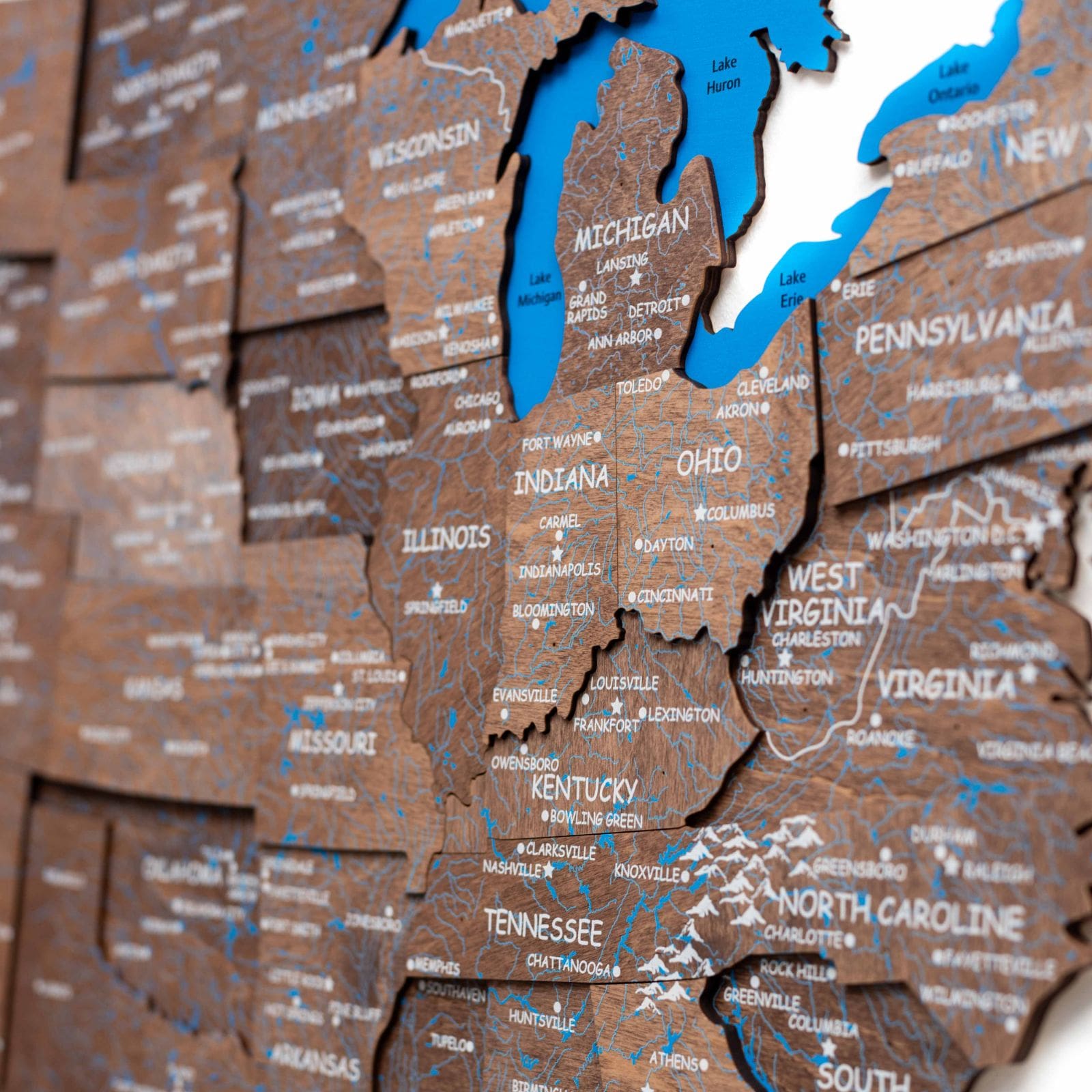 wooden map of united states