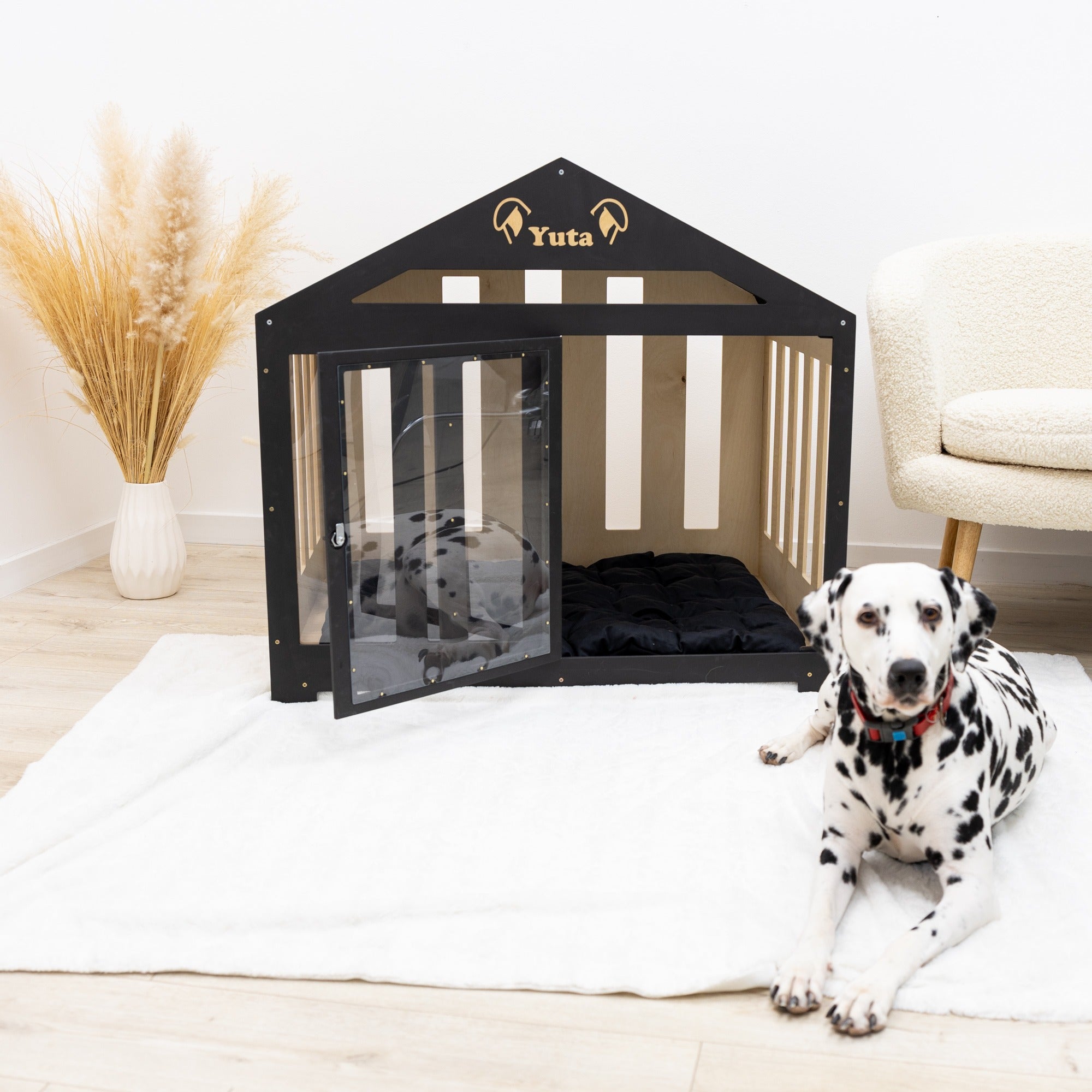 Dog House with a Fabric Roof - Black | Enjoy The Wood