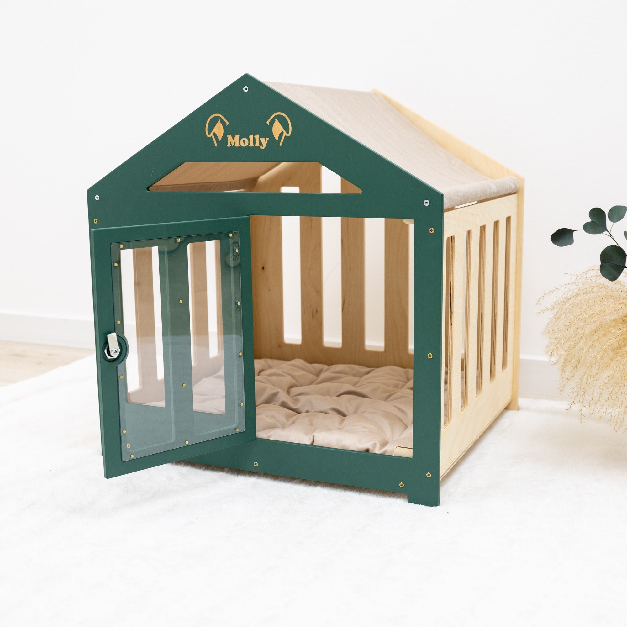 Dog House with a Fabric Roof - Green | Enjoy The Wood