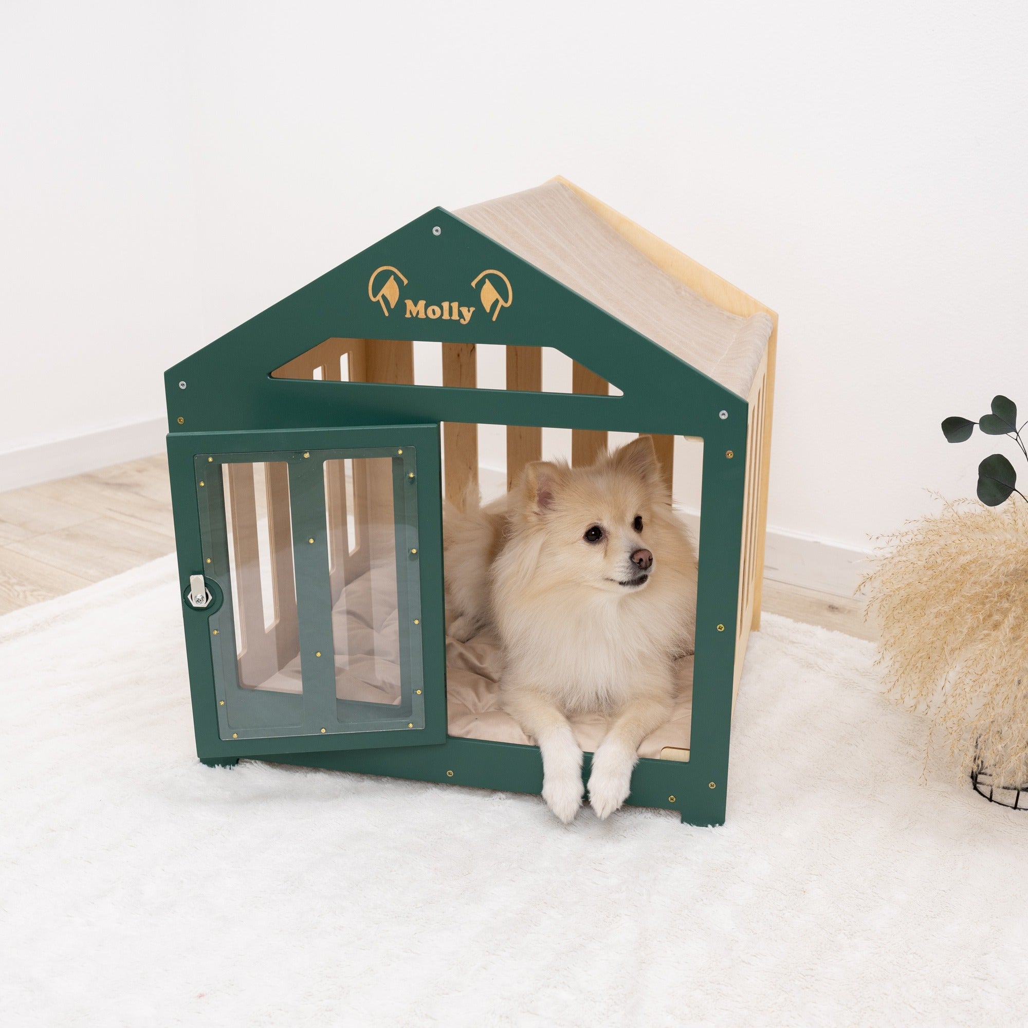 Dog House with a Fabric Roof - Green | Enjoy The Wood