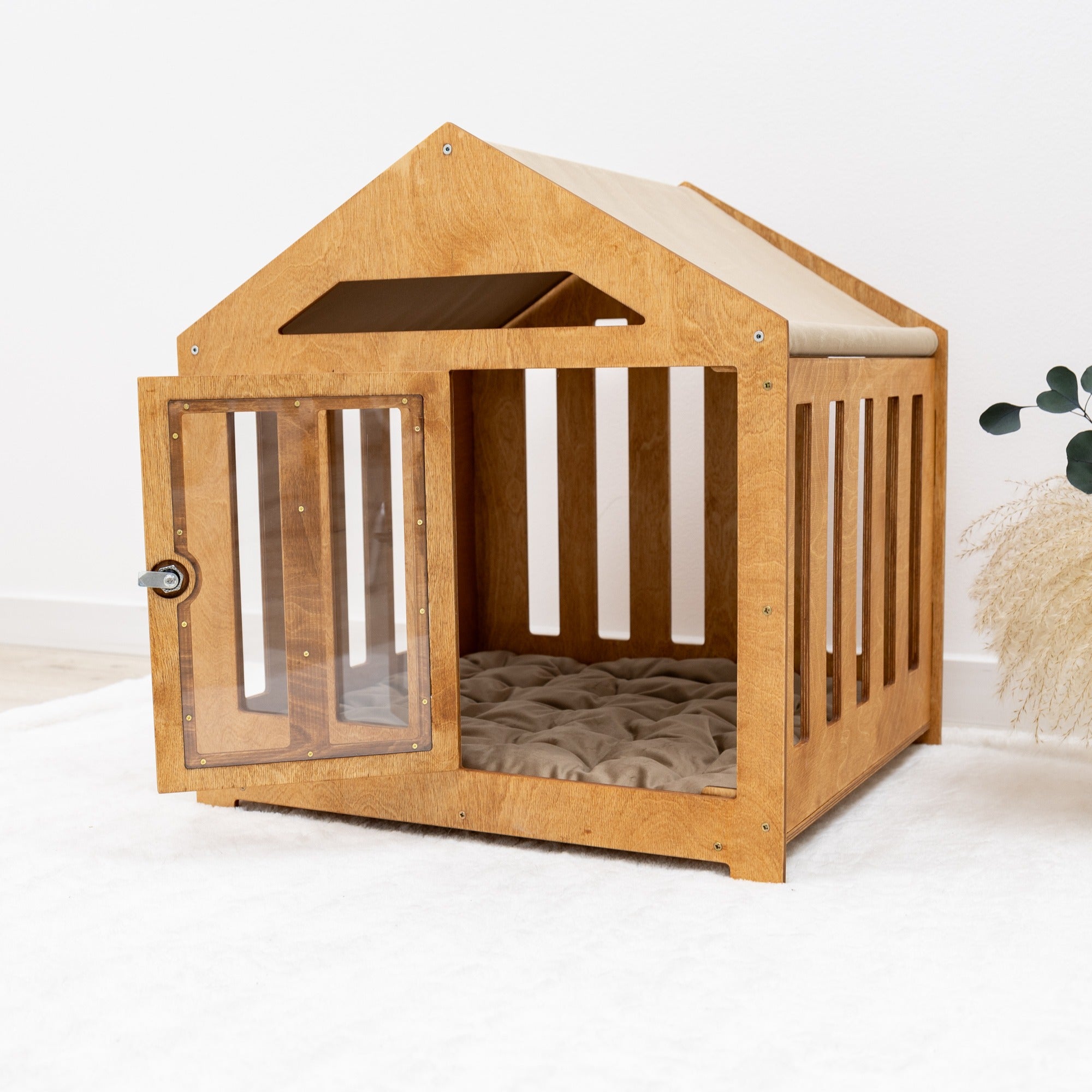 Dog House with a Fabric Roof - Oak | Enjoy The Wood
