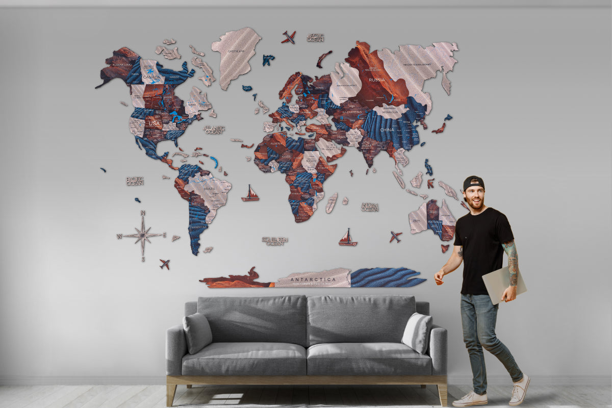 3D LED / LUMINOUS Wooden World Map Duna ‣ Order Now