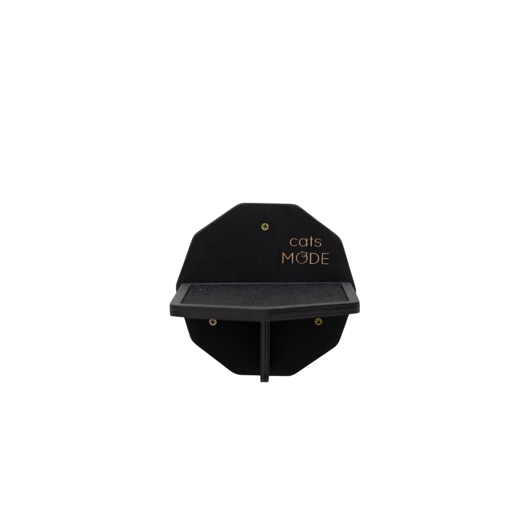 Black cat shelf with 'cats MODE' branding on a white background
