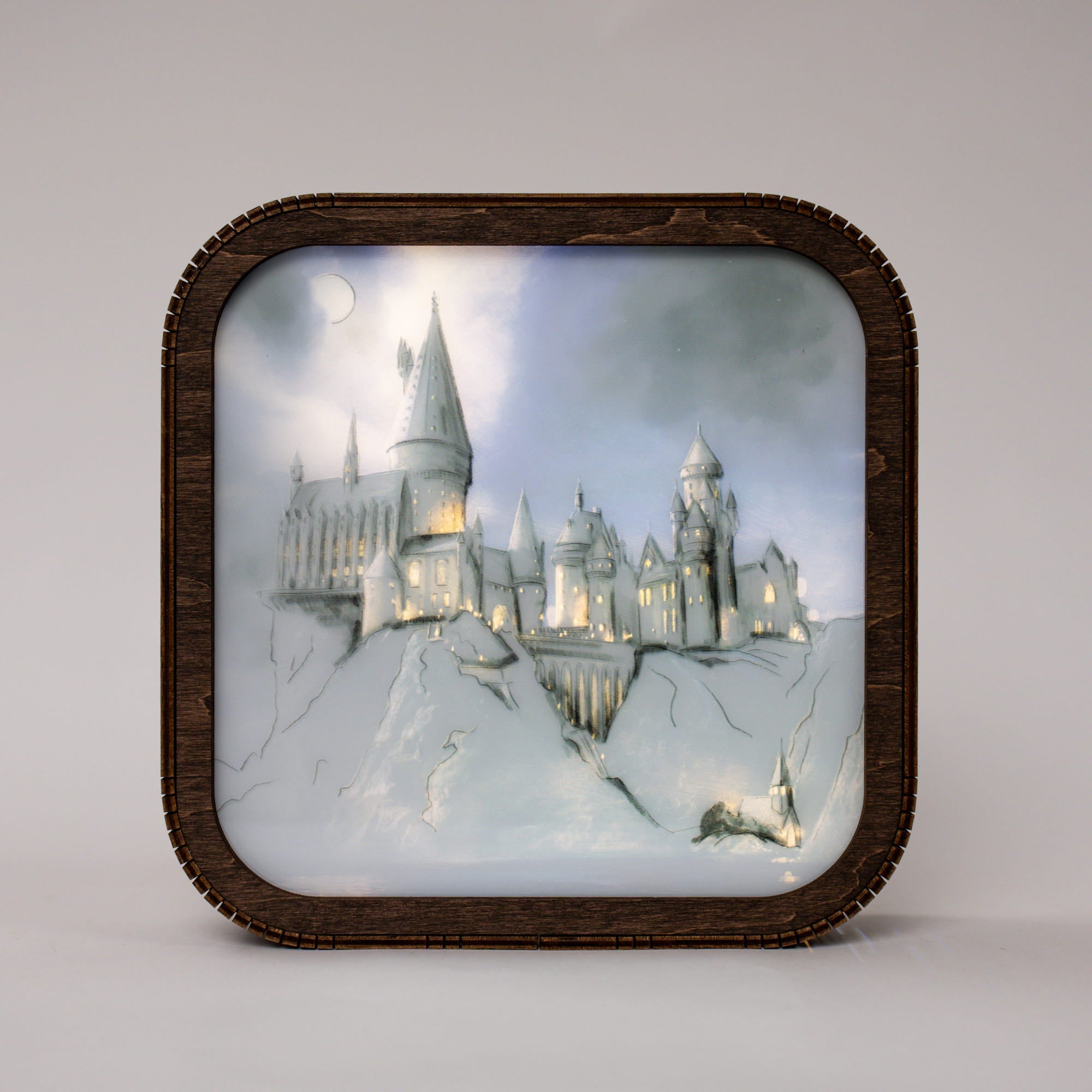Wooden Acrylic Harry Potter Night Light - Hogwarts After Curfew by Enjoy The Wood 