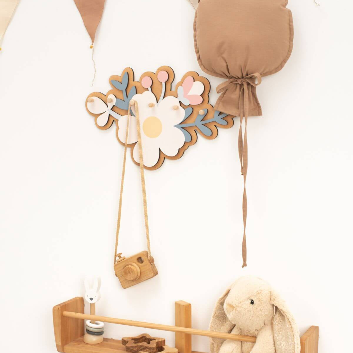 wood flower wall hooks girls room
