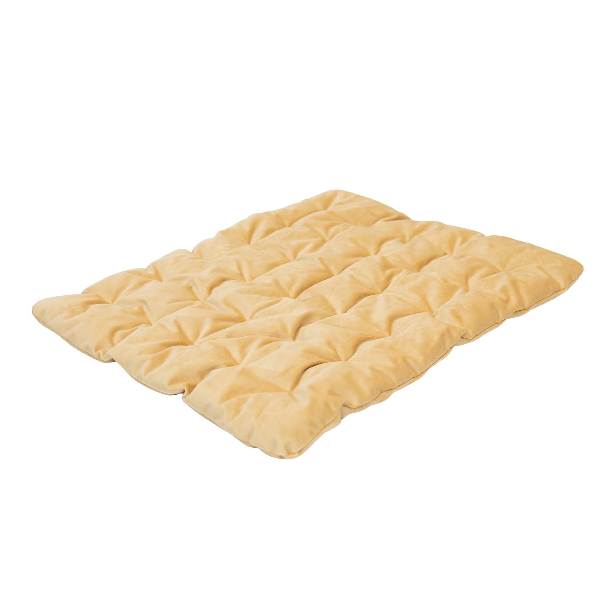 Beige quilted mat on a white background