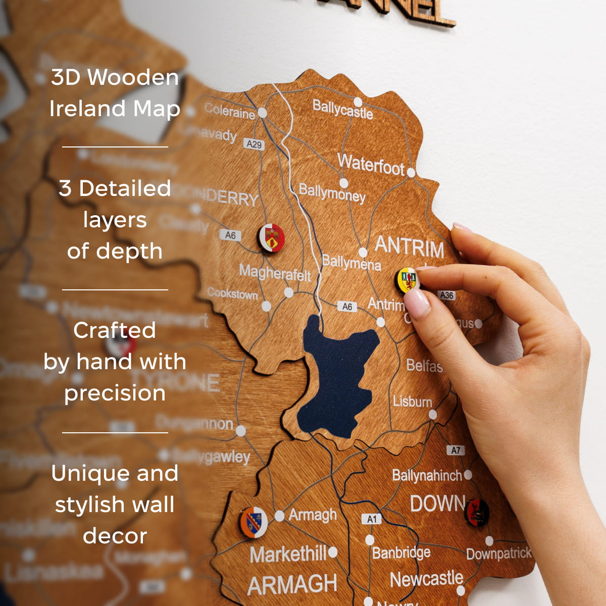 3D Wooden Map of Ireland - Oak by Enjoy The Wood 