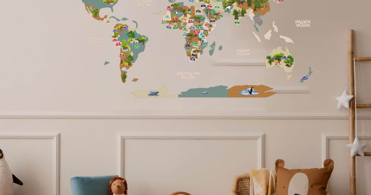 Kids World Map Khaki ‣ From Enjoy The Wood ‣ Order Now