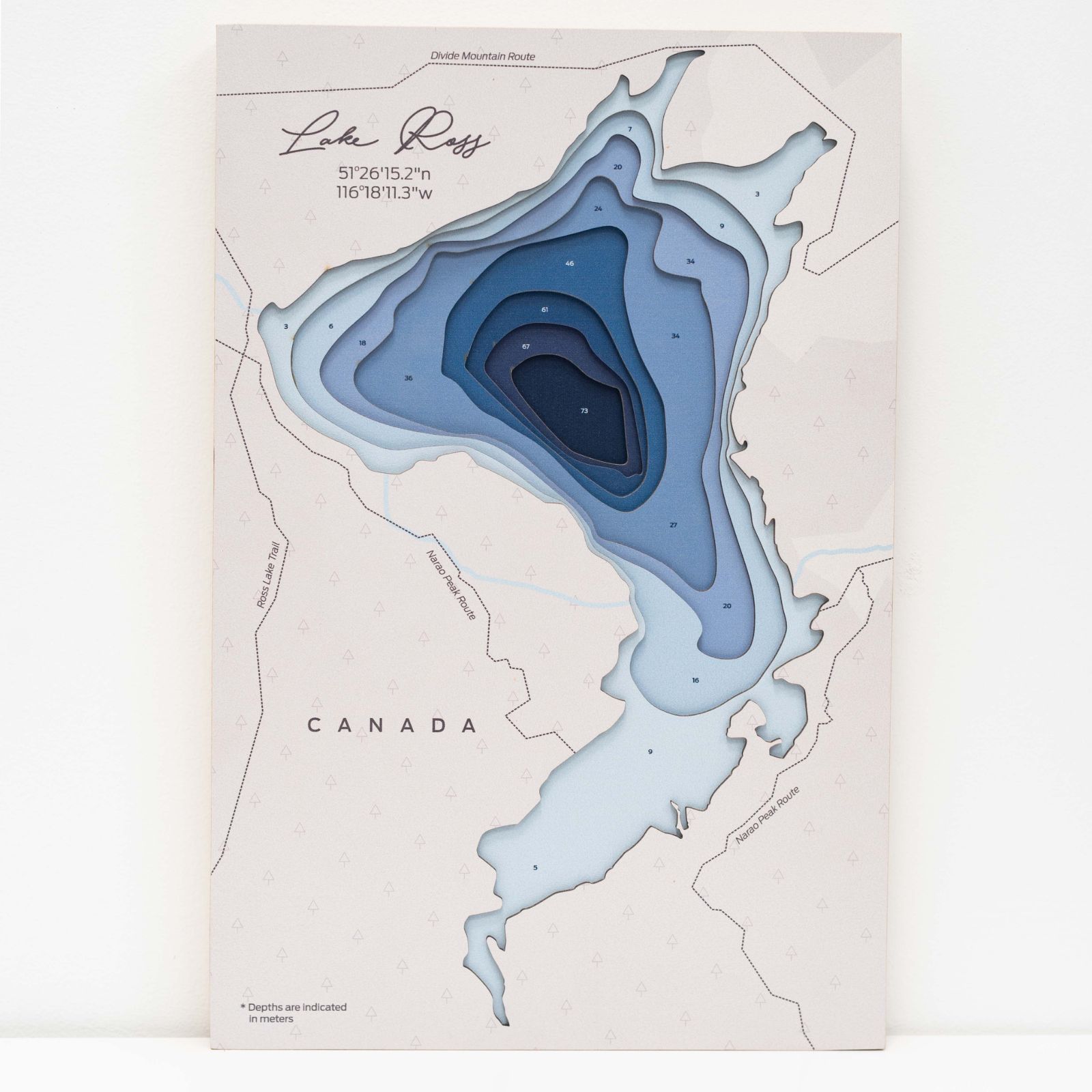 lake ross canada wooden map