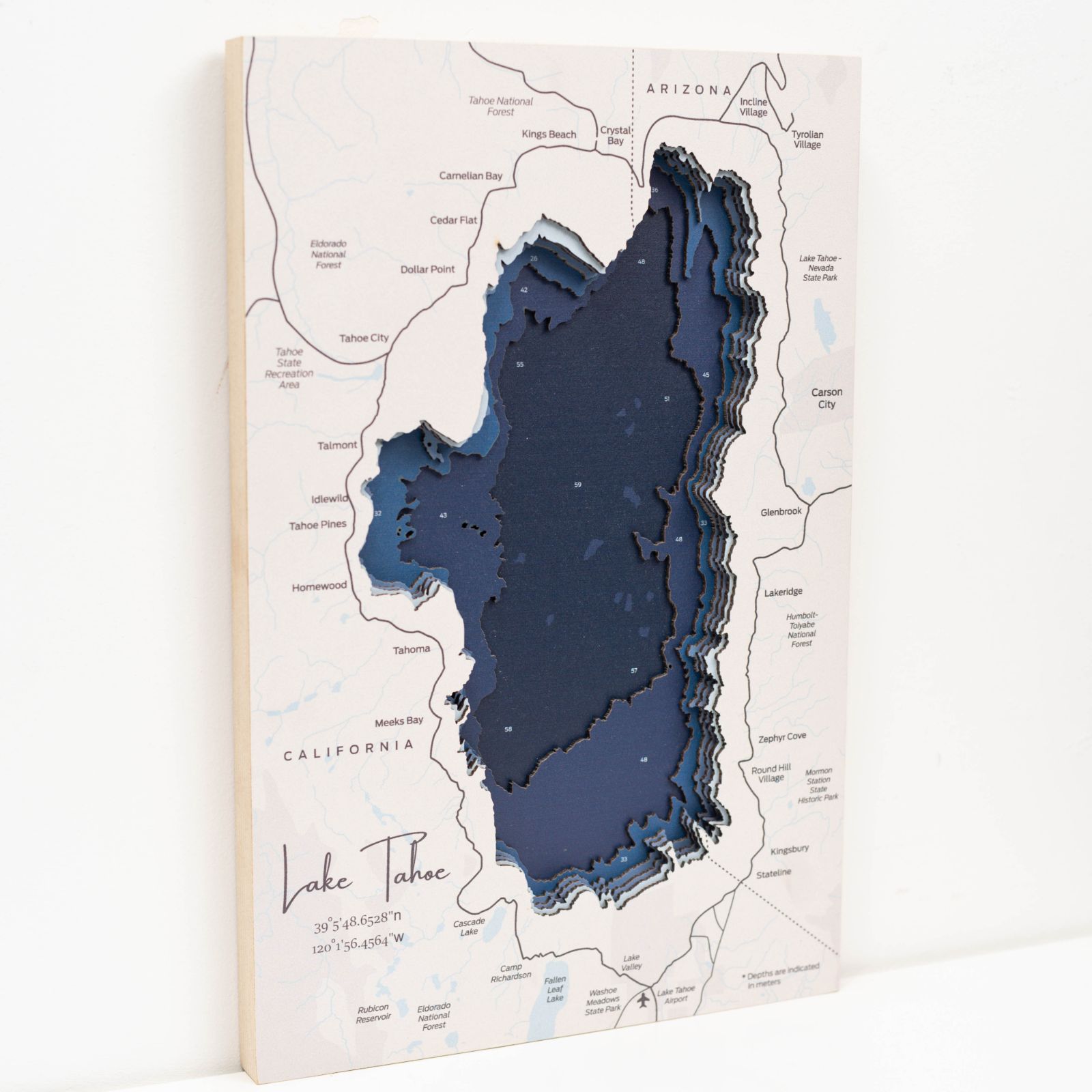 lake tahoe wooden map