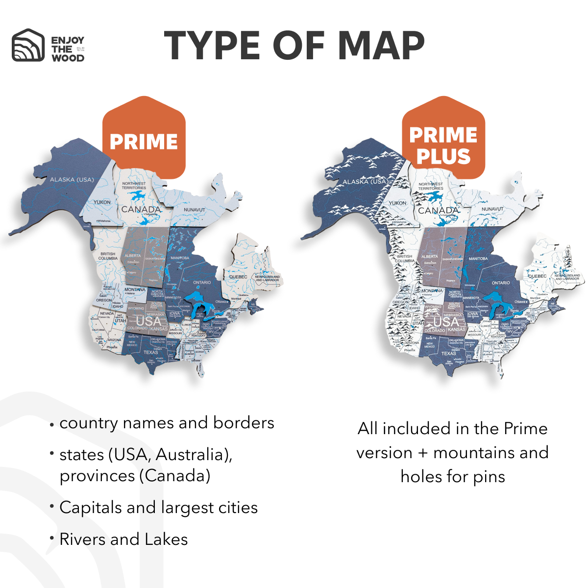 Wooden World Map with LED features