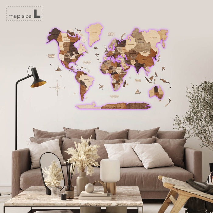 3D LED Wooden World Map from Enjoy The Wood ‣ Order Now