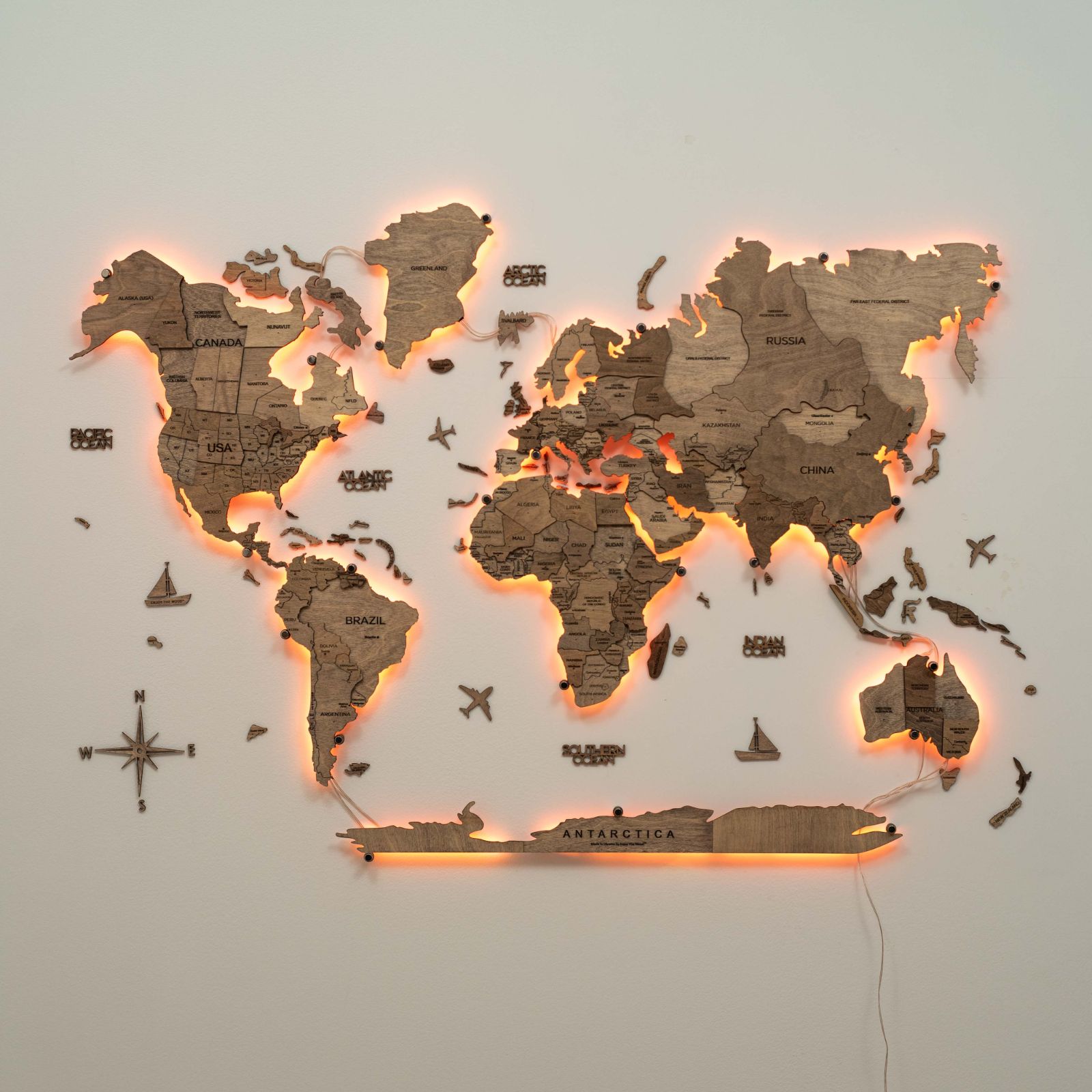 led 3d world map