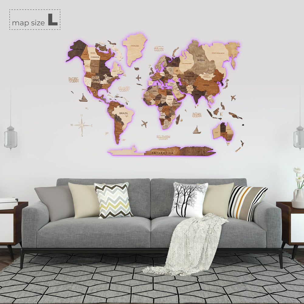 3D LED Wooden World Map from Enjoy The Wood ‣ Order Now