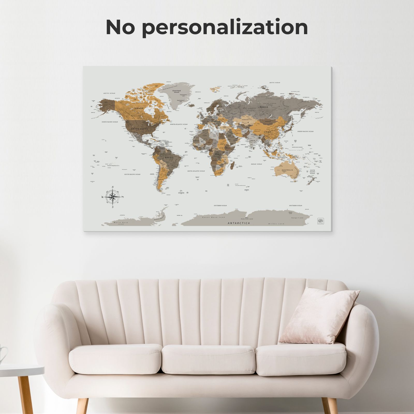 World Map on Canvas - Desert • Enjoy The Wood