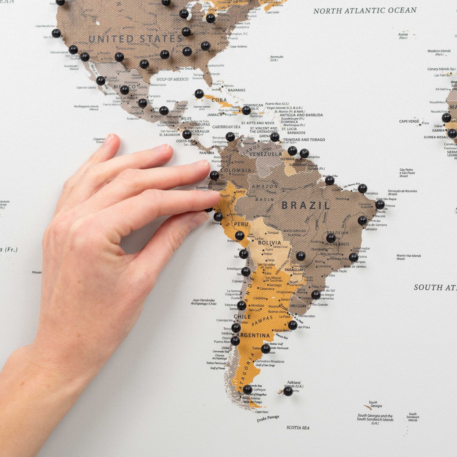 world map pin board