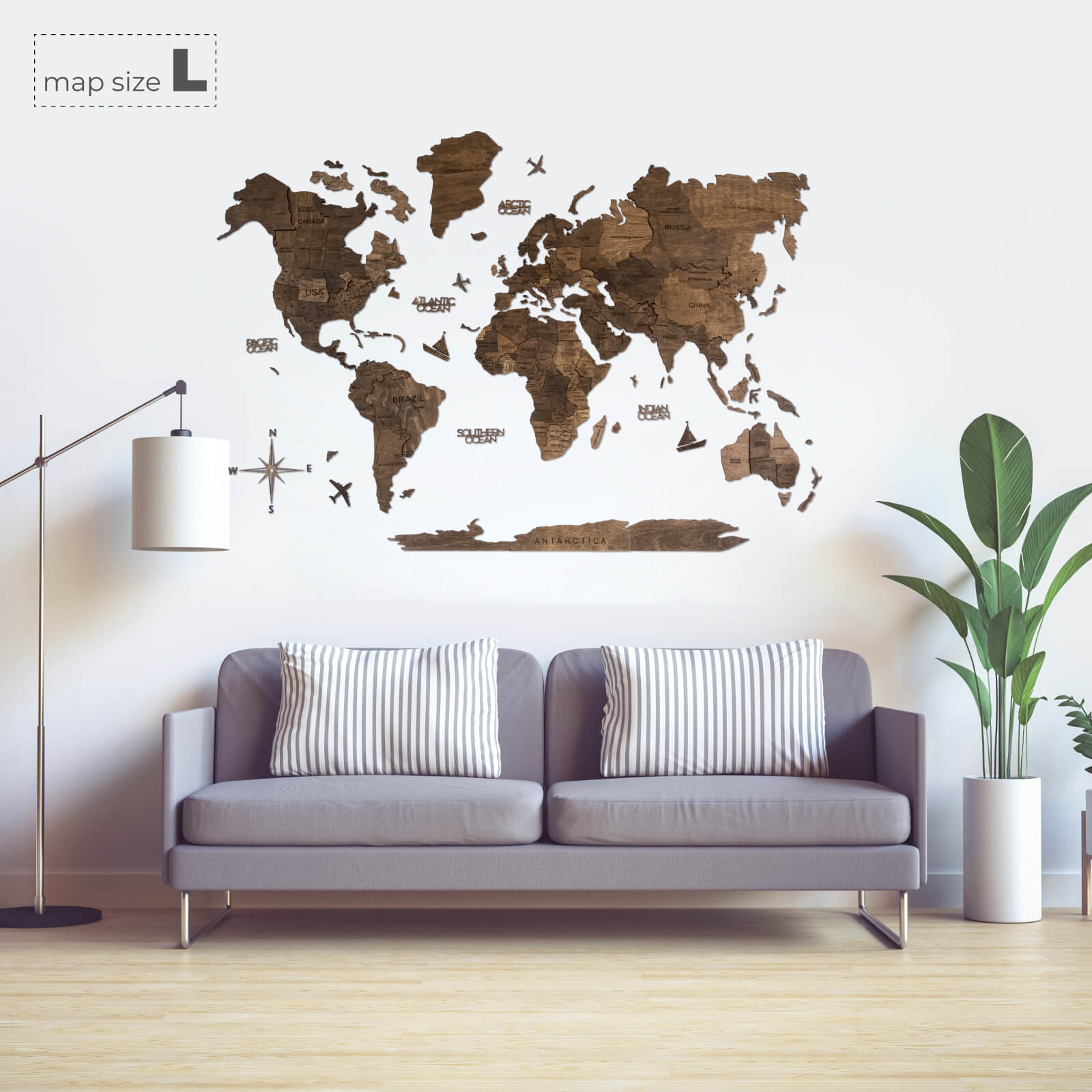 3D Wooden World Map Dark Walnut from Enjoy The Wood ‣ Good Price