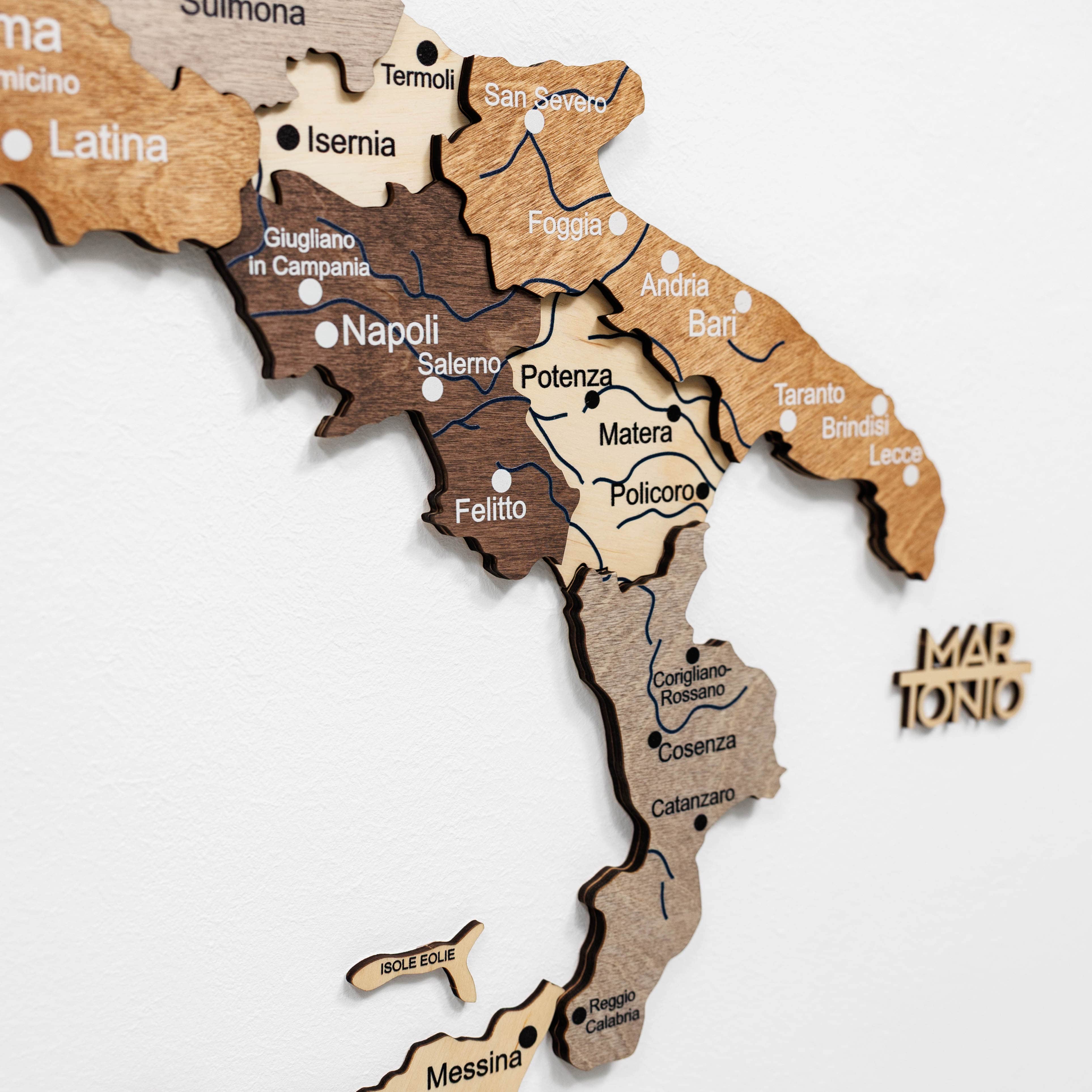 wooden multicolor italy map