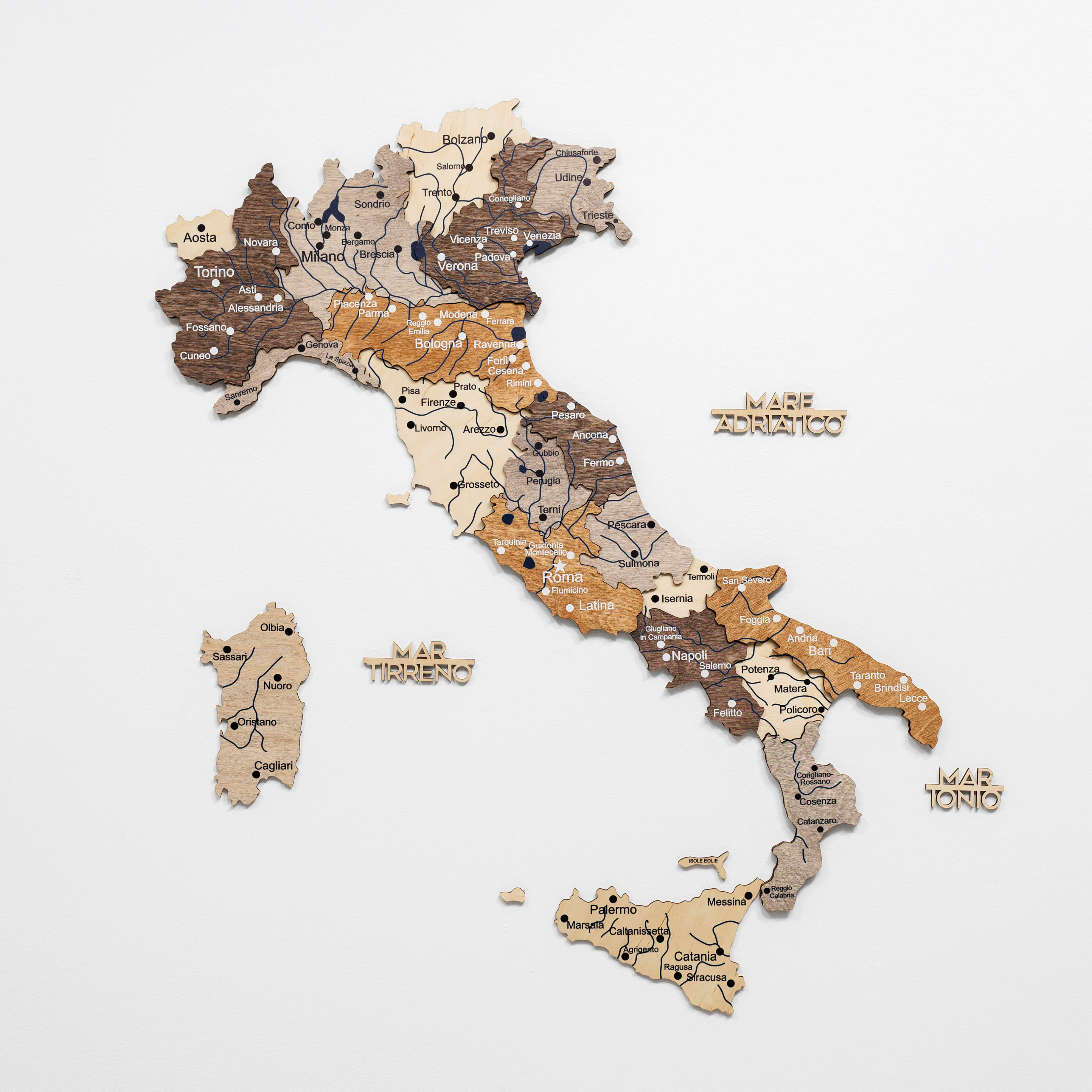 wooden multicolor italy map