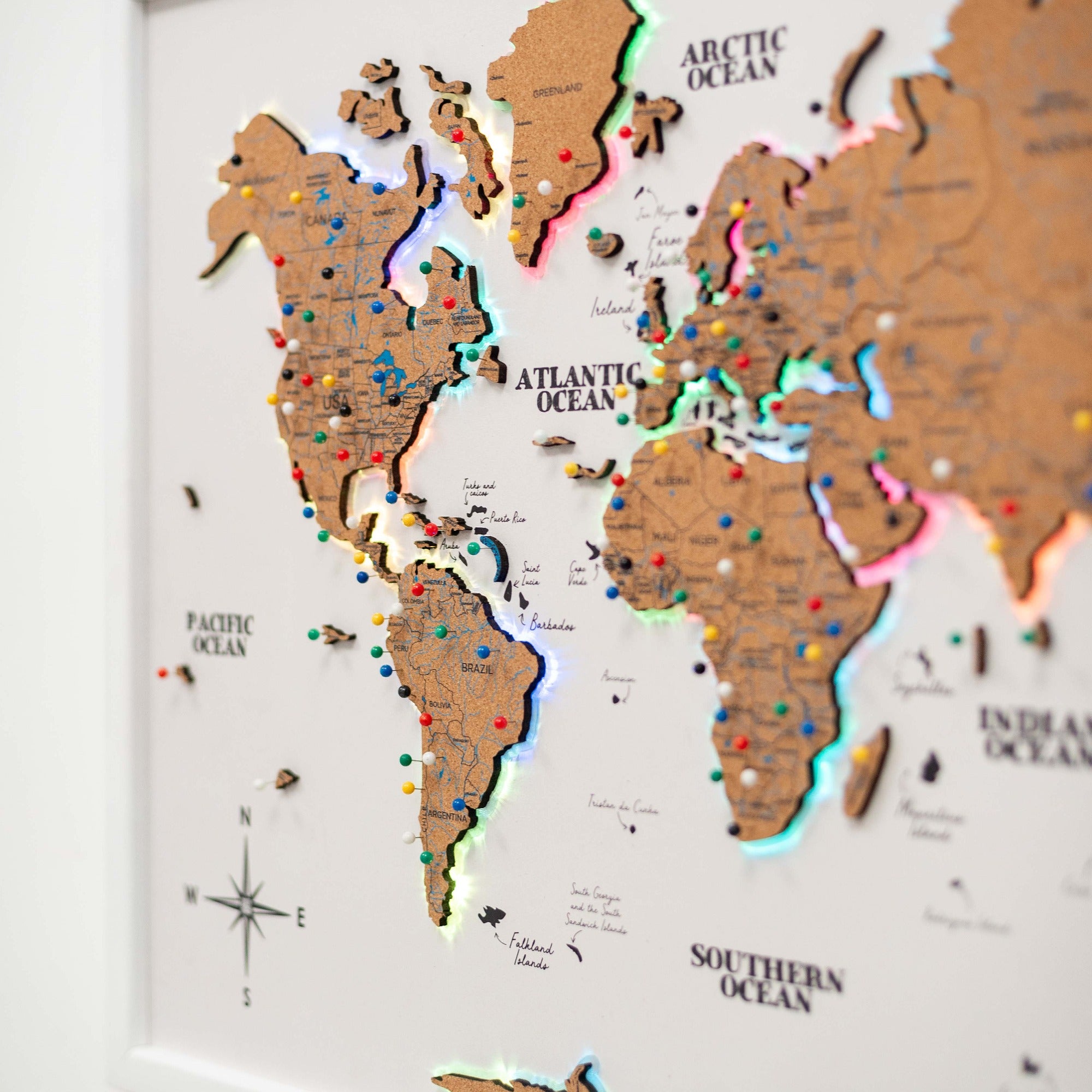 world map push pin board