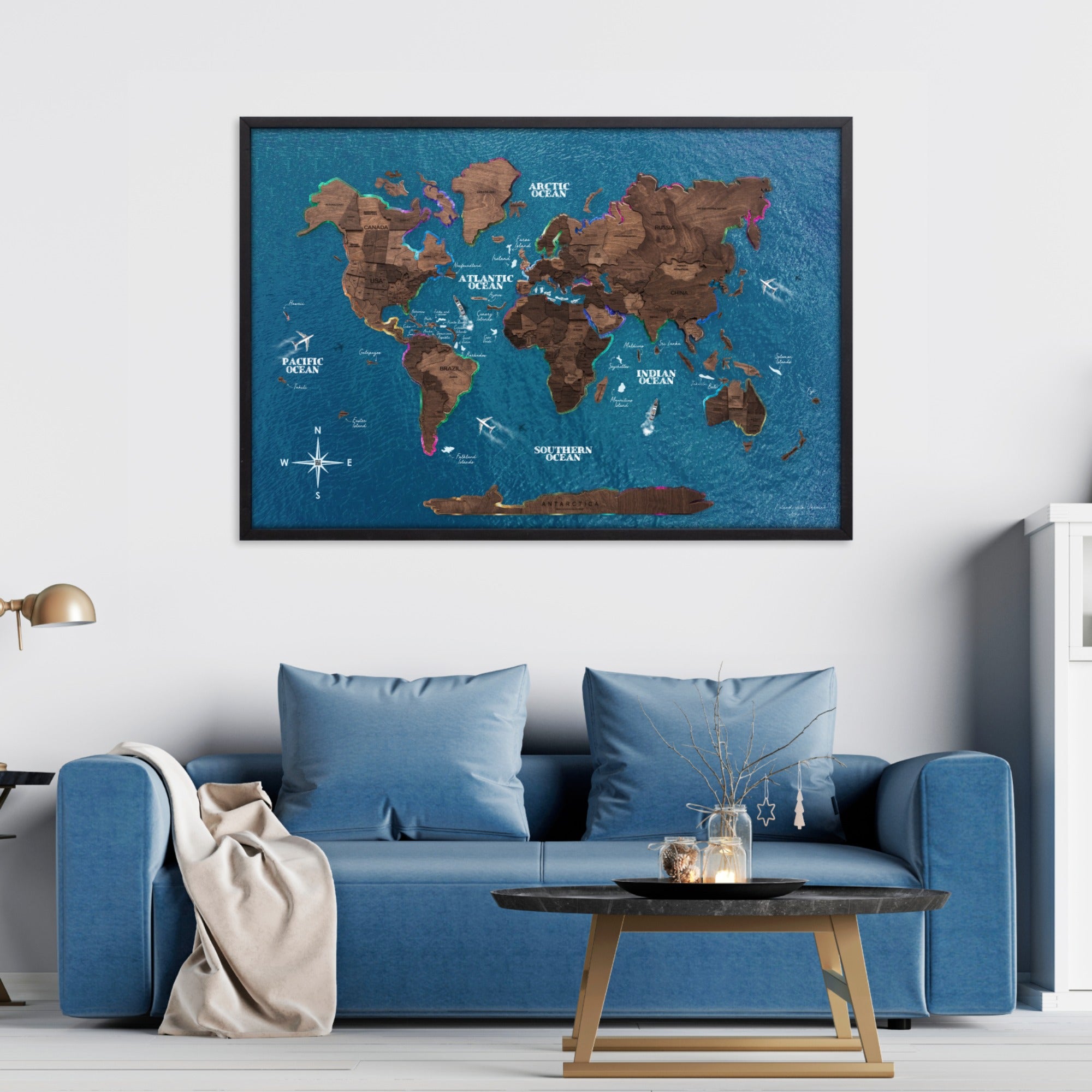 dark blue wall decor