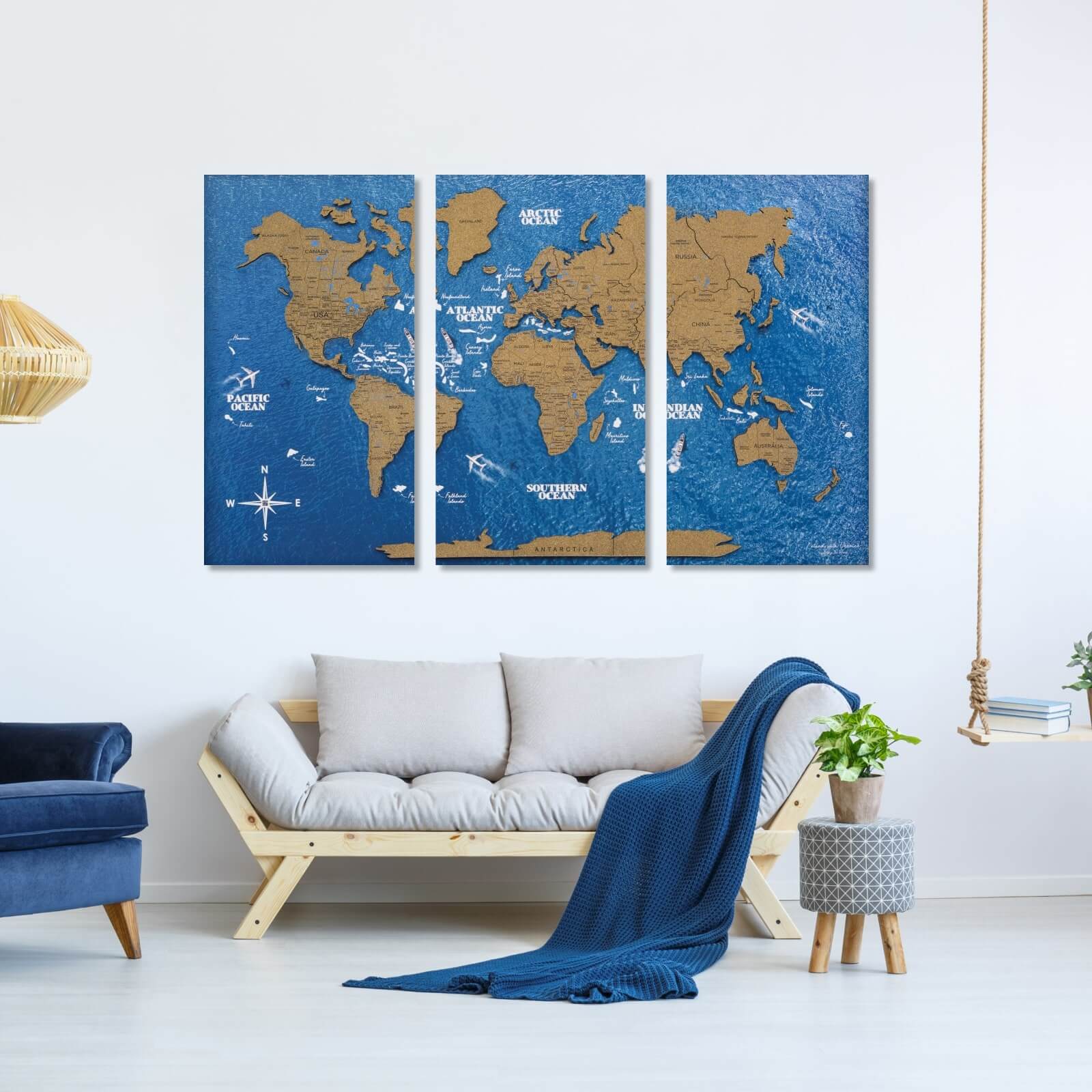 cork world map with memory tags