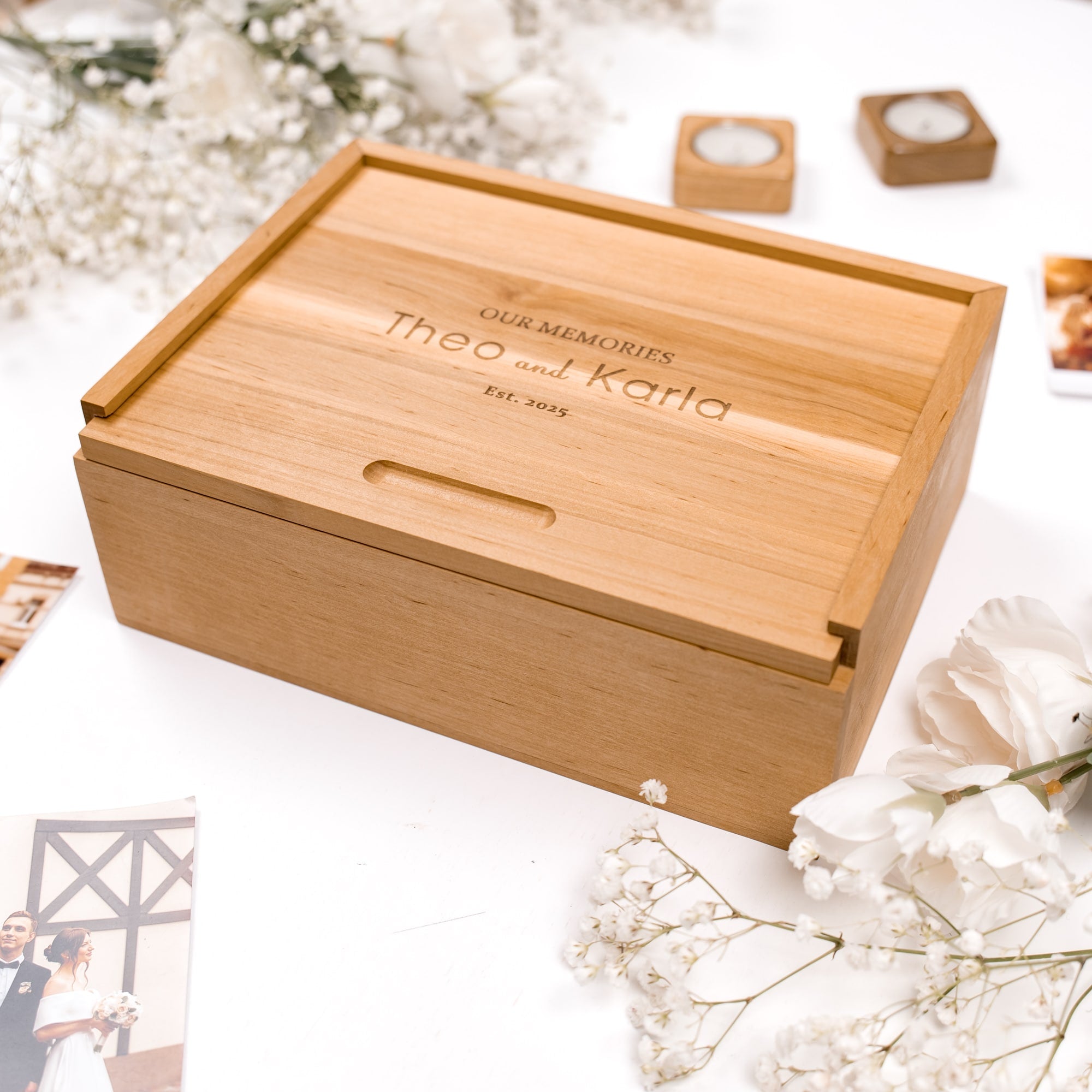 wooden memory keepsake box