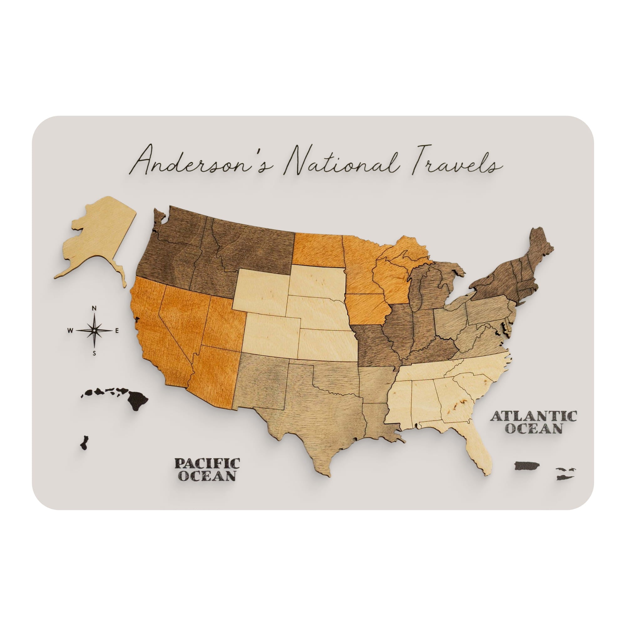 rectangular wooden map