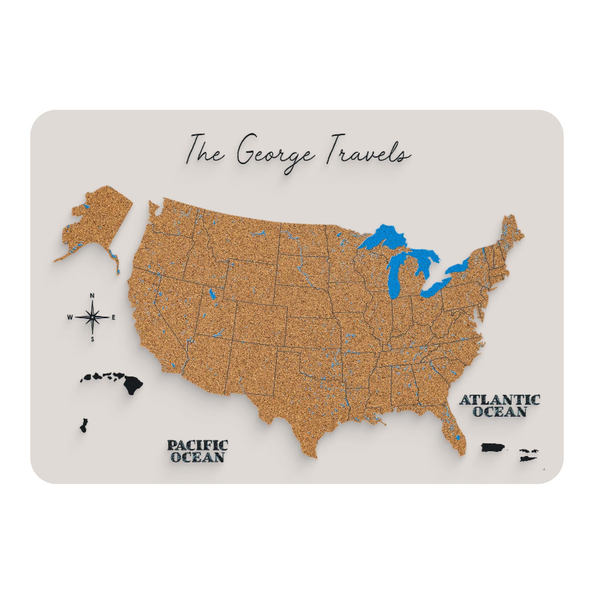 stylized map of the United States with Alaska and Hawaii