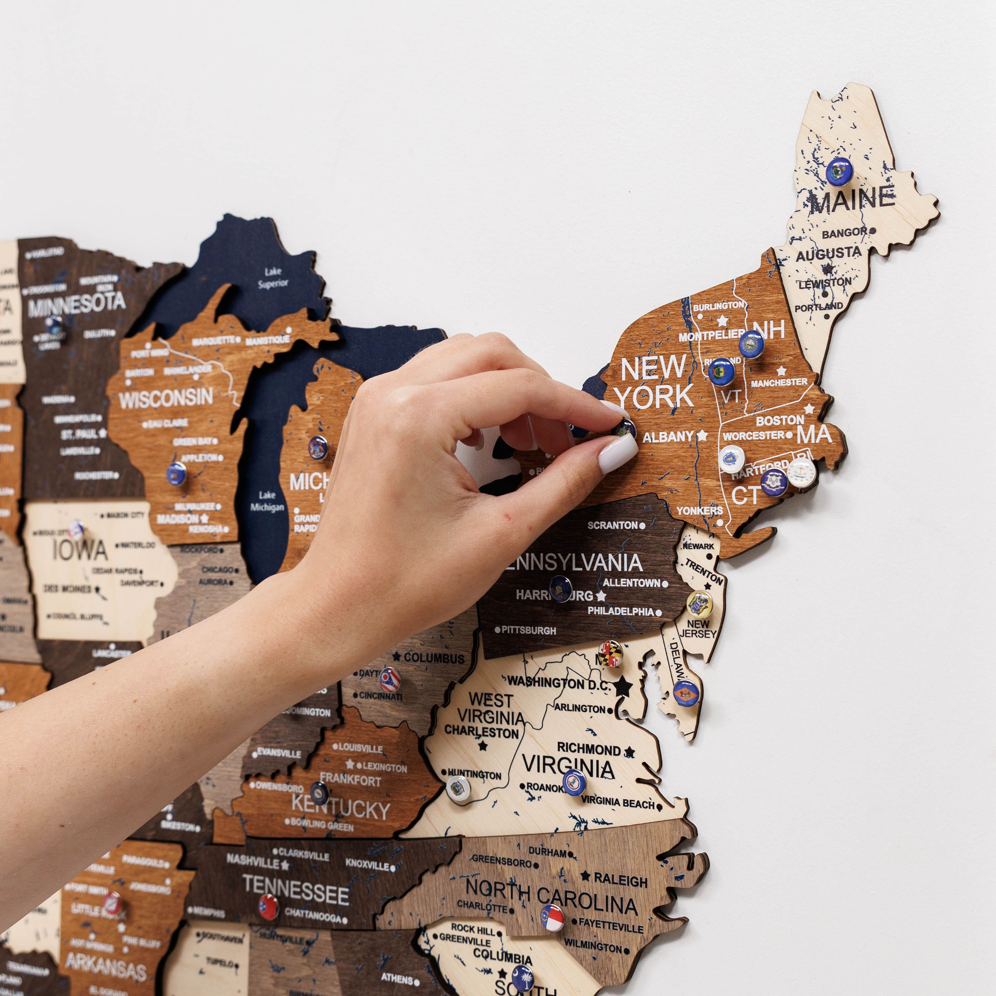 wooden panel map