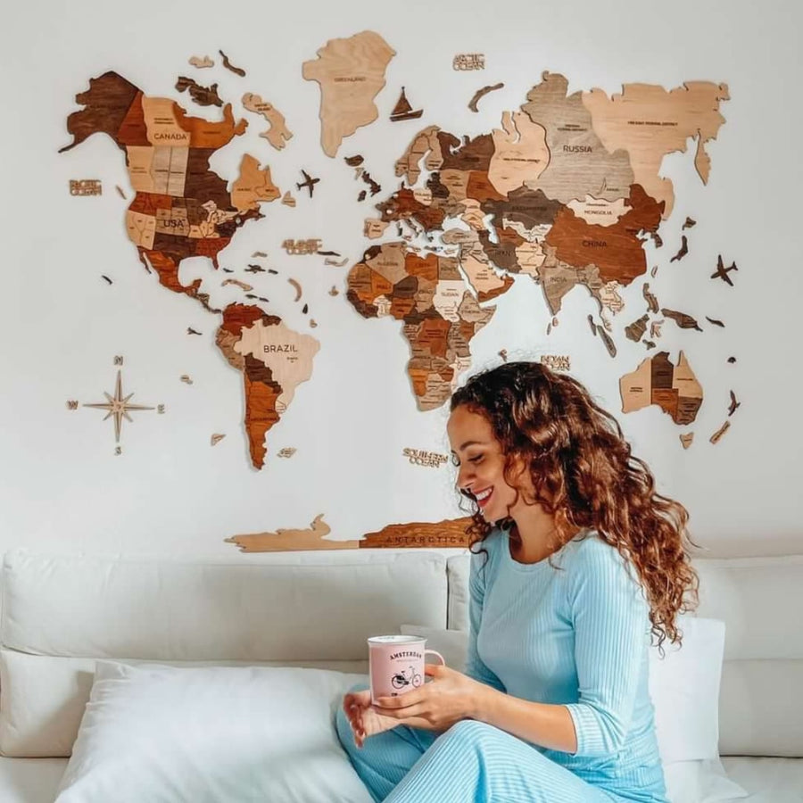 Natural Color Maps Wooden World Maps For Wall Decor • Enjoy The Wood